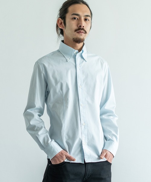 Rocky Monroe(ロッキーモンロー)の「日本製 デュエボタンダウン ポプリンシャツ(シャツ/ブラウス・メンズ・ライトピンク/ライトブルー/ブルー系その他/グリーン系その他/ホワイト/レッド/ネイビー/ブルー/ブラック系その他/ブラック/レッド系その他/アクア/ライトグレー/ワイン/マスタード/ベージュ/カーキ/ブラウン/オレンジ/スモークピンク・L/LL/M/3L)」の13枚目の写真