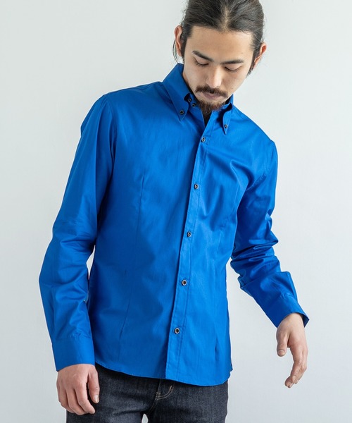Rocky Monroe(ロッキーモンロー)の「日本製 デュエボタンダウン ポプリンシャツ(シャツ/ブラウス・メンズ・ライトピンク/ライトブルー/ブルー系その他/グリーン系その他/ホワイト/レッド/ネイビー/ブルー/ブラック系その他/ブラック/レッド系その他/アクア/ライトグレー/ワイン/マスタード/ベージュ/カーキ/ブラウン/オレンジ/スモークピンク・L/LL/M/3L)」の11枚目の写真