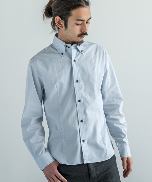Rocky Monroe(ロッキーモンロー)の「日本製 デュエボタンダウン ポプリンシャツ(シャツ/ブラウス・メンズ・ライトピンク/ライトブルー/ブルー系その他/グリーン系その他/ホワイト/レッド/ネイビー/ブルー/ブラック系その他/ブラック/レッド系その他/アクア/ライトグレー/ワイン/マスタード/ベージュ/カーキ/ブラウン/オレンジ/スモークピンク・L/LL/M/3L)」の9枚目の写真