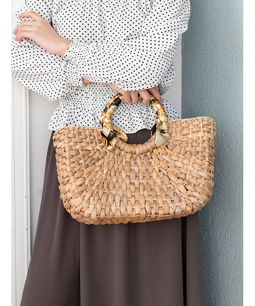 Fifth フィフス の スカーフ付サークルハンドルかごバッグ かごバッグ Wear