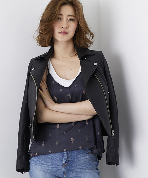 STUDIOUS（ステュディオス）の「MADE IN AOYAMA ラムレザーダブルライダースジャケット（ライダースジャケット・レディース・ブラック・0/1）」の4枚目の写真