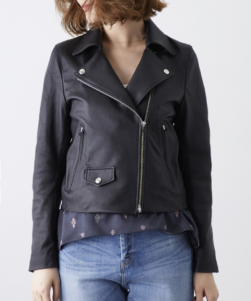 STUDIOUS（ステュディオス）の「MADE IN AOYAMA ラムレザーダブルライダースジャケット（ライダースジャケット・レディース・ブラック・0/1）」の5枚目の写真