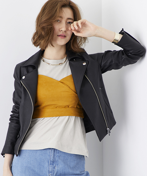 STUDIOUS（ステュディオス）の「MADE IN AOYAMA ラムレザーダブルライダースジャケット（ライダースジャケット・レディース・ブラック・0/1）」の13枚目の写真