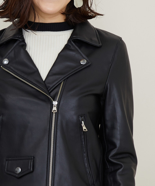 STUDIOUS（ステュディオス）の「MADE IN AOYAMA ラムレザーダブルライダースジャケット（ライダースジャケット・レディース・ブラック・0/1）」の21枚目の写真