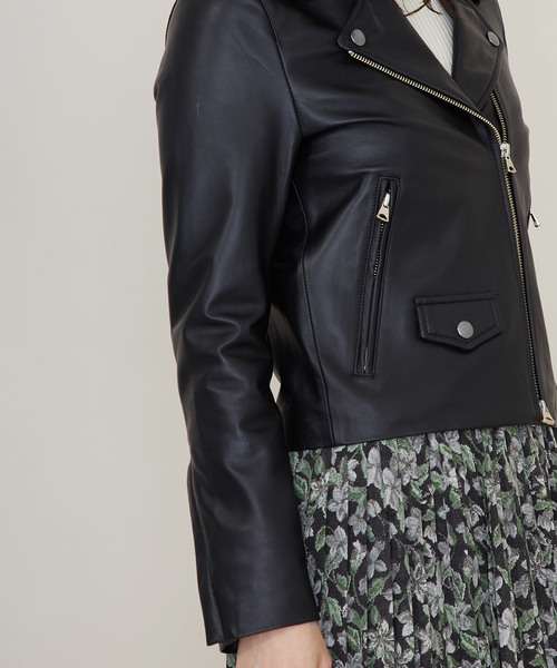 STUDIOUS（ステュディオス）の「MADE IN AOYAMA ラムレザーダブルライダースジャケット（ライダースジャケット・レディース・ブラック・0/1）」の19枚目の写真