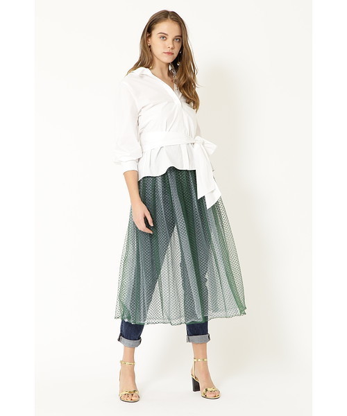 JILL STUART(ジルスチュアート)の「◆ジュリーペプラムスキッパーシャツ(シャツ/ブラウス・レディース・ブルー/ホワイト・MEDIUM/SMALL)」の4枚目の写真