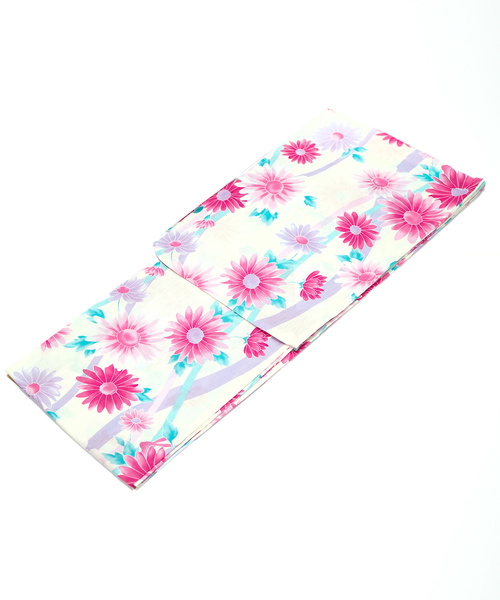 Grandeir（グランディール）の「浴衣3点セット モダン柄 花柄 白地