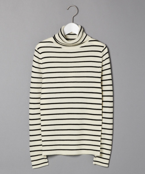 LOWRYS FARM（ローリーズファーム）の「リブタートルプルオーバー　816779（ニット/セーター・レディース・ライトグレー/ブラック/ブラウン/ホワイト×ブラック・MEDIUM/LARGE）」の2枚目の写真