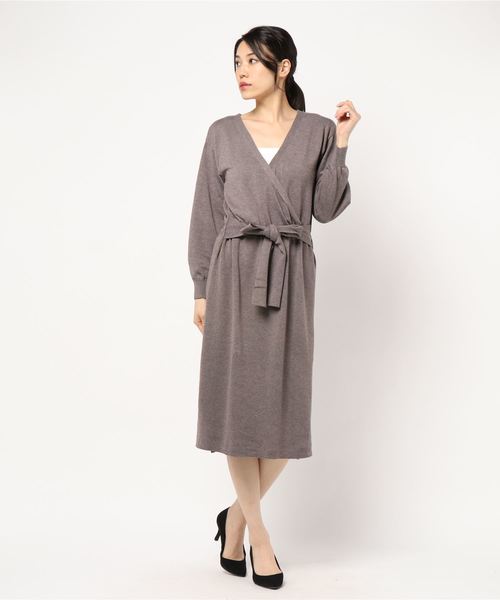 YECCA VECCA（イェッカヴェッカ）の「・カシュクールニットワンピース（ワンピース・レディース・パープル/ブラウン/グレー・FREE）」の6枚目の写真