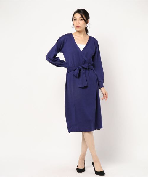 YECCA VECCA（イェッカヴェッカ）の「・カシュクールニットワンピース（ワンピース・レディース・パープル/ブラウン/グレー・FREE）」の3枚目の写真