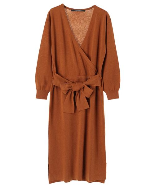 YECCA VECCA（イェッカヴェッカ）の「・カシュクールニットワンピース（ワンピース・レディース・パープル/ブラウン/グレー・FREE）」の4枚目の写真