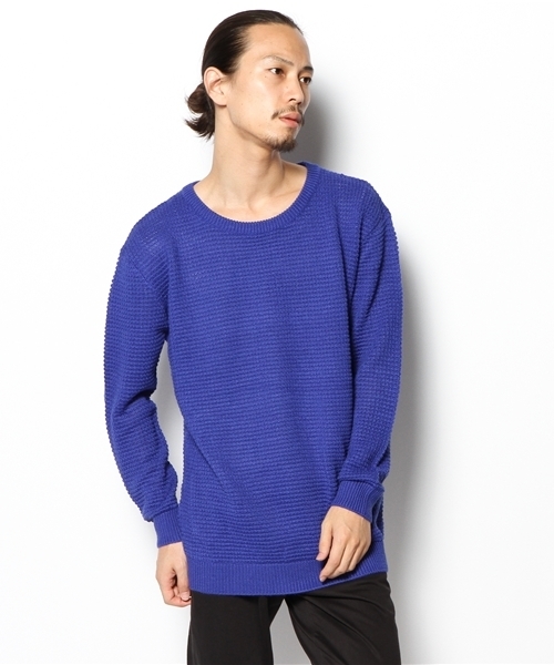 Lui's（ルイス）の「Lui's タック編みプルオーバーニット（ニット/セーター・メンズ・ブルー/オフホワイト/ブラック・FREE）」の4枚目の写真