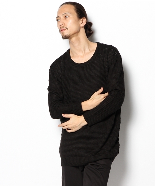 Lui's（ルイス）の「Lui's タック編みプルオーバーニット（ニット/セーター・メンズ・ブルー/オフホワイト/ブラック・FREE）」の5枚目の写真