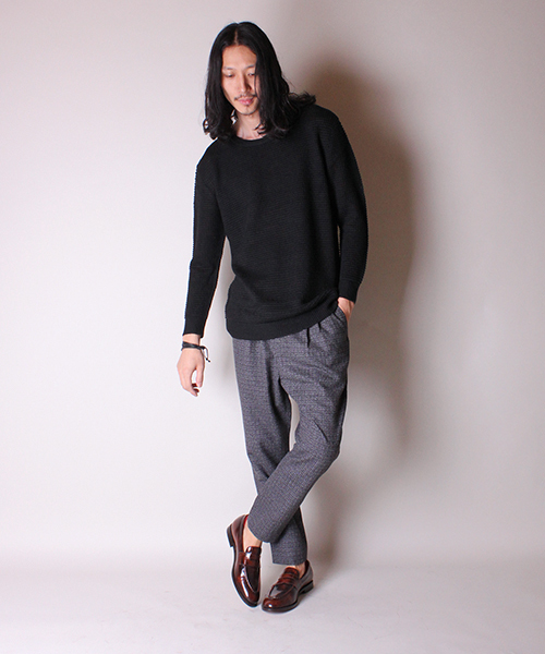 Lui's（ルイス）の「Lui's タック編みプルオーバーニット（ニット/セーター・メンズ・ブルー/オフホワイト/ブラック・FREE）」の7枚目の写真