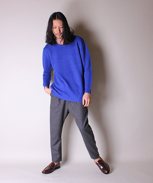 Lui's（ルイス）の「Lui's タック編みプルオーバーニット（ニット/セーター・メンズ・ブルー/オフホワイト/ブラック・FREE）」の6枚目の写真