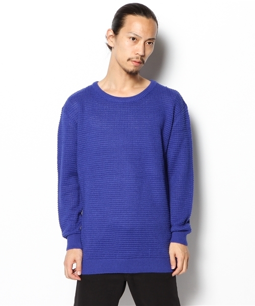 Lui's（ルイス）の「Lui's タック編みプルオーバーニット（ニット/セーター・メンズ・ブルー/オフホワイト/ブラック・FREE）」の8枚目の写真