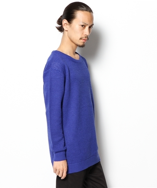 Lui's（ルイス）の「Lui's タック編みプルオーバーニット（ニット/セーター・メンズ・ブルー/オフホワイト/ブラック・FREE）」の9枚目の写真