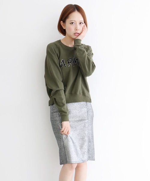 KBF(ケイビーエフ)の「KBF ARMYダメージスウェット(Tシャツ/カットソー・レディース・ホワイト/グレー/カーキ・ONE)」の3枚目の写真