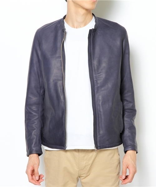 BEAMS（ビームス）の「○BEAMS / レザー スタンドカラー　（ブルゾン・メンズ・ブラック/ブラウン/ネイビー・SMALL/MEDIUM/LARGE/X-LARGE）」の6枚目の写真