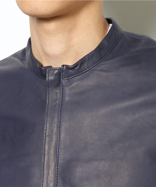 BEAMS（ビームス）の「○BEAMS / レザー スタンドカラー　（ブルゾン・メンズ・ブラック/ブラウン/ネイビー・SMALL/MEDIUM/LARGE/X-LARGE）」の7枚目の写真