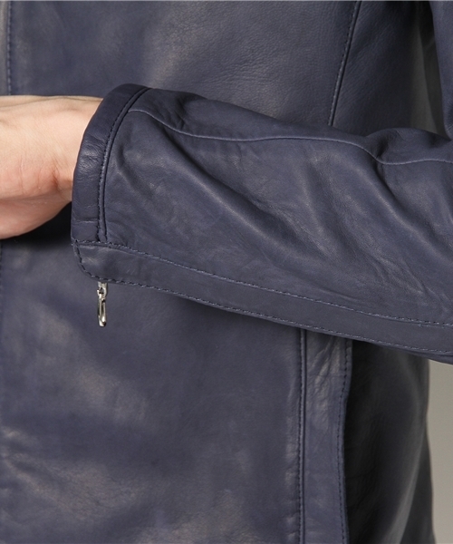 BEAMS（ビームス）の「○BEAMS / レザー スタンドカラー　（ブルゾン・メンズ・ブラック/ブラウン/ネイビー・SMALL/MEDIUM/LARGE/X-LARGE）」の8枚目の写真