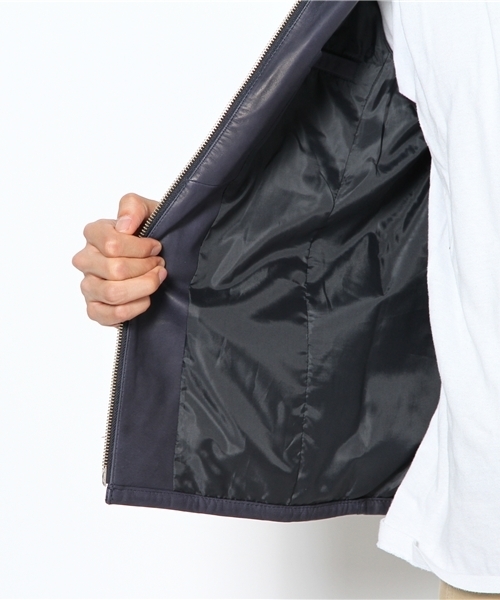 BEAMS（ビームス）の「○BEAMS / レザー スタンドカラー　（ブルゾン・メンズ・ブラック/ブラウン/ネイビー・SMALL/MEDIUM/LARGE/X-LARGE）」の11枚目の写真