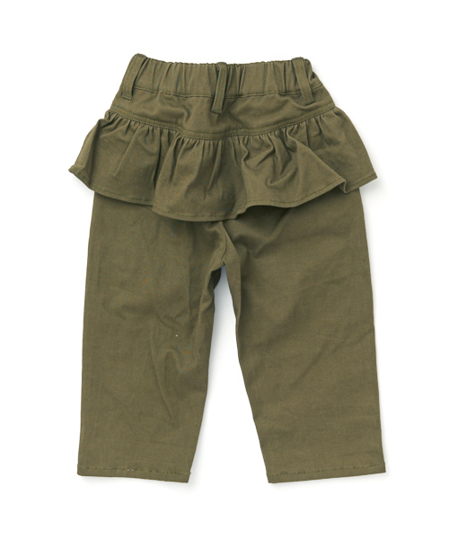 RUGGEDWORKS(ラゲッドワークス)の「キッズストレッチ チノ無地 フリルロングパンツ(その他パンツ・キッズ・ホワイト/ベージュ/カーキオリーブ・130cm/80cm/150cm/120cm/100cm/140cm/90cm/110cm)」の3枚目の写真