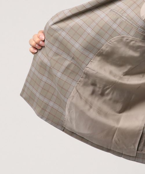 MAISON SPECIAL（メゾンスペシャル）の「オリジナルチェックボタンレスダブルジャケット 【MAISON SPECIAL/メゾンスペシャル】（テーラードジャケット・メンズ・ベージュ/ダークネイビー・44/46/48）」の5枚目の写真