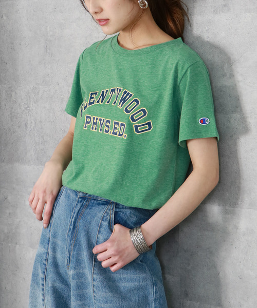 Champion(チャンピオン)の「【Champion】プリントロゴTシャツ(Tシャツ/カットソー・レディース・ホワイト/イエロー/ライトグリーン/ネイビー/ダークグレー/スモークピンク・M)」の12枚目の写真