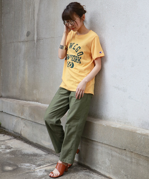 Champion(チャンピオン)の「【Champion】プリントロゴTシャツ(Tシャツ/カットソー・レディース・ホワイト/イエロー/ライトグリーン/ネイビー/ダークグレー/スモークピンク・M)」の14枚目の写真