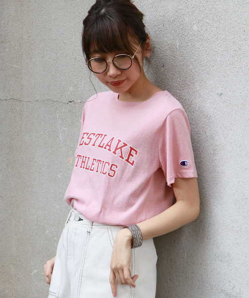 Champion(チャンピオン)の「【Champion】プリントロゴTシャツ(Tシャツ/カットソー・レディース・ホワイト/イエロー/ライトグリーン/ネイビー/ダークグレー/スモークピンク・M)」の17枚目の写真