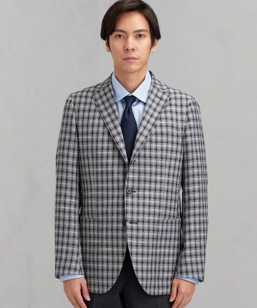 green label relaxing(グリーンレーベルリラクシング)の「W/LI チェック 3ボタン RGD NT 2PP- ジャケット(テーラードジャケット・メンズ・ベージュ/ネイビー・48/50/44/46/42)」の4枚目の写真