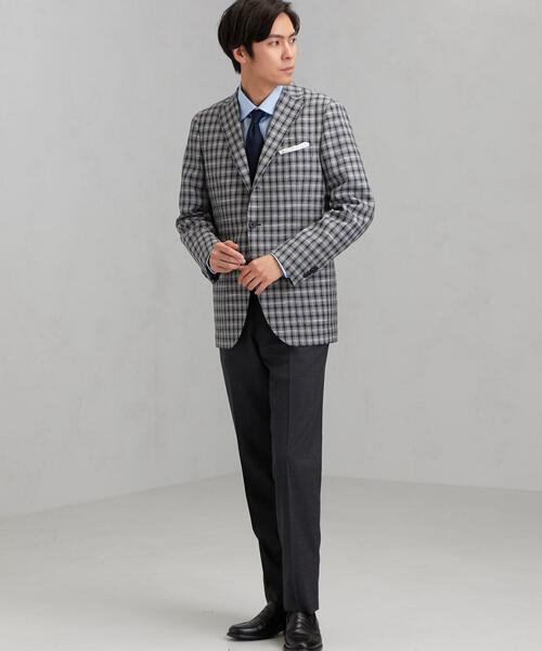 green label relaxing(グリーンレーベルリラクシング)の「W/LI チェック 3ボタン RGD NT 2PP- ジャケット(テーラードジャケット・メンズ・ベージュ/ネイビー・48/50/44/46/42)」の8枚目の写真