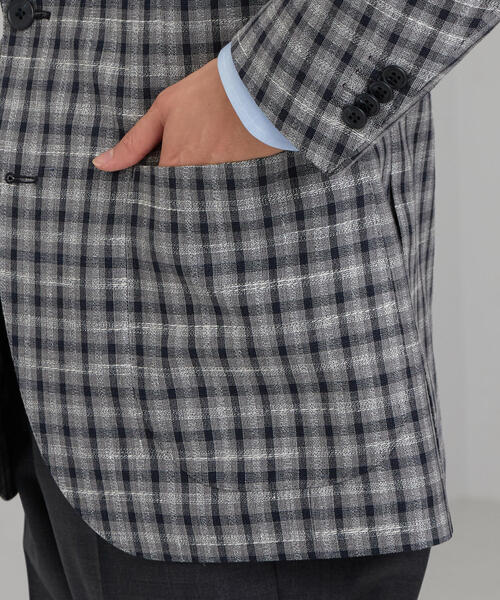 green label relaxing(グリーンレーベルリラクシング)の「W/LI チェック 3ボタン RGD NT 2PP- ジャケット(テーラードジャケット・メンズ・ベージュ/ネイビー・48/50/44/46/42)」の10枚目の写真