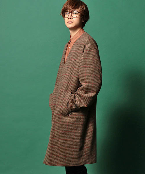 UNION STATION(ユニオンステーション)の「スムースメルトンVネックコート(チェスターコート)」|チェック