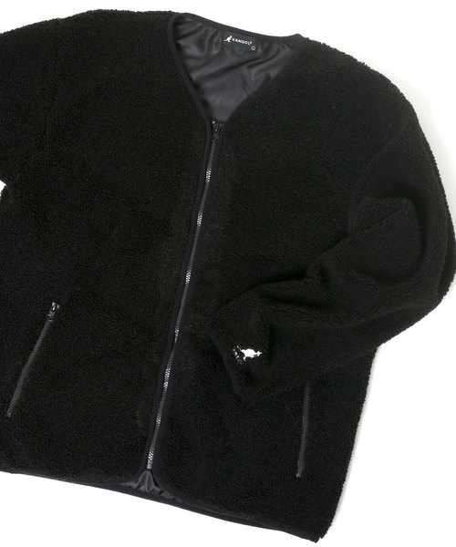 KANGOL(カンゴール)の「KANGOL/カンゴール オーバーサイズ カーペットボアブルゾン(ノーカラージャケット・メンズ・ブラック/ベージュ・M/L)」の12枚目の写真