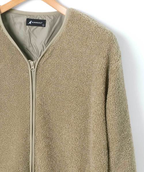 KANGOL(カンゴール)の「KANGOL/カンゴール オーバーサイズ カーペットボアブルゾン(ノーカラージャケット・メンズ・ブラック/ベージュ・M/L)」の14枚目の写真