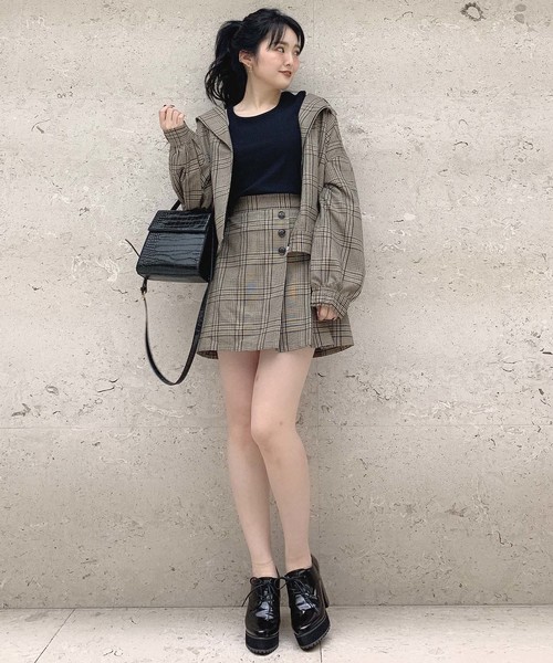 archives（アルシーヴ）の「【SETUPにも】先染めチェックBigライダース（ライダースジャケット・レディース・ベージュ/ブラウン・MEDIUM）」の5枚目の写真