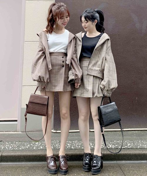 archives（アルシーヴ）の「【SETUPにも】先染めチェックBigライダース（ライダースジャケット・レディース・ベージュ/ブラウン・MEDIUM）」の8枚目の写真