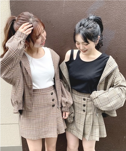 archives（アルシーヴ）の「【SETUPにも】先染めチェックBigライダース（ライダースジャケット・レディース・ベージュ/ブラウン・MEDIUM）」の9枚目の写真