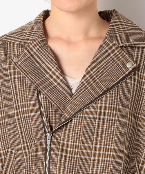 archives（アルシーヴ）の「【SETUPにも】先染めチェックBigライダース（ライダースジャケット・レディース・ベージュ/ブラウン・MEDIUM）」の14枚目の写真