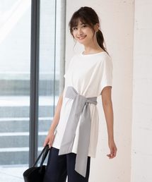 ウエストリボン半袖Tシャツカットソー