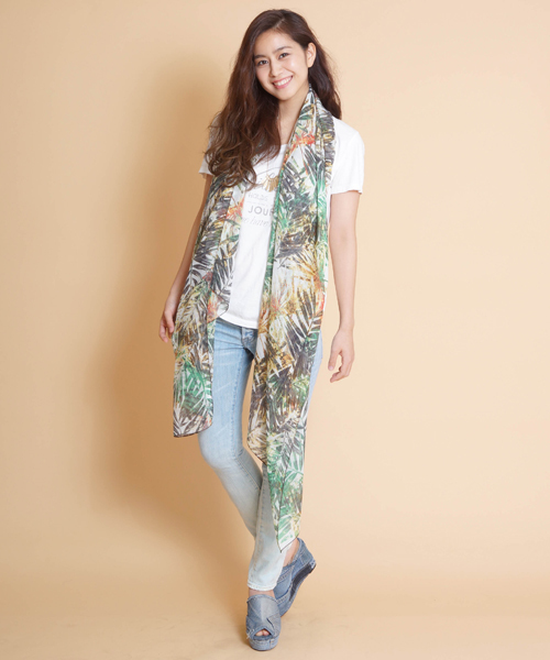 goa（ゴア）の「カラフルリーフ柄ストール×プリントTシャツ SET（アンサンブル・レディース・オフホワイト/グレー/ベージュ・FREE）」の20枚目の写真