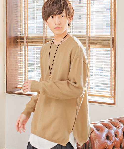 MinoriTY(マイノリティ)の「サイドスリットミラノリブドルマンビッグニット(ニット/セーター・メンズ・オフホワイト/ブラック/ワイン/ベージュ/チャコールグレー/ブラウン/グリーン/マスタード・M/L)」の6枚目の写真