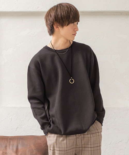 MinoriTY(マイノリティ)の「サイドスリットミラノリブドルマンビッグニット(ニット/セーター・メンズ・オフホワイト/ブラック/ワイン/ベージュ/チャコールグレー/ブラウン/グリーン/マスタード・M/L)」の4枚目の写真