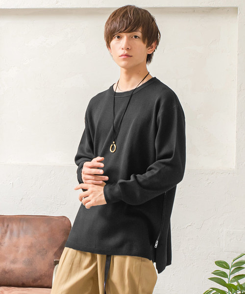 MinoriTY(マイノリティ)の「サイドスリットミラノリブドルマンビッグニット(ニット/セーター・メンズ・オフホワイト/ブラック/ワイン/ベージュ/チャコールグレー/ブラウン/グリーン/マスタード・M/L)」の3枚目の写真