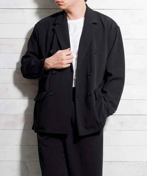 Bling Leads（ブリングリーズ）の「【Bl】梨地ダブルテーラードジャケット（テーラードジャケット・メンズ・ブラック/チャコールグレー/ブラウン/ベージュ/ネイビー・MEDIUM/LARGE）」の2枚目の写真