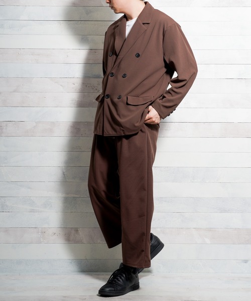 Bling Leads（ブリングリーズ）の「【Bl】梨地ダブルテーラードジャケット（テーラードジャケット・メンズ・ブラック/チャコールグレー/ブラウン/ベージュ/ネイビー・MEDIUM/LARGE）」の18枚目の写真