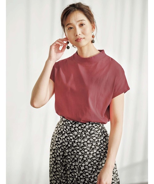 GeeRA（ジーラ）の「綿100％プチハイネックＴシャツ（Tシャツ/カットソー・レディース・ピンク/チャコール/ブラック/オフホワイト/ホワイト系その他/サンドグレー/ライトパープル・SMALL/XX-LARGE/LARGE/X-LARGE/MEDIUM）」の8枚目の写真