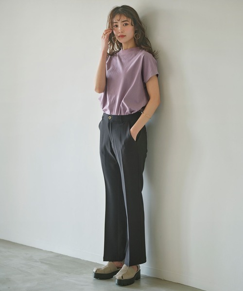 GeeRA（ジーラ）の「綿100％プチハイネックＴシャツ（Tシャツ/カットソー・レディース・ピンク/チャコール/ブラック/オフホワイト/ホワイト系その他/サンドグレー/ライトパープル・SMALL/XX-LARGE/LARGE/X-LARGE/MEDIUM）」の18枚目の写真